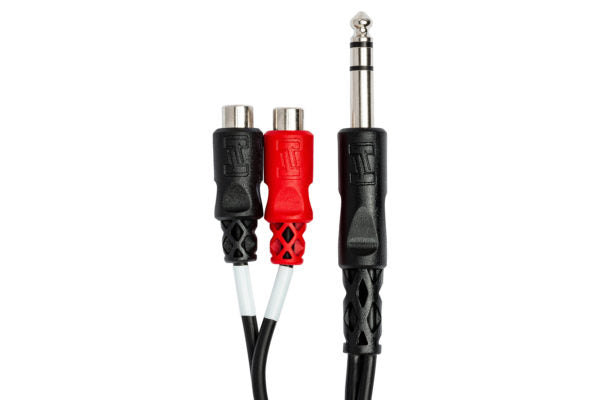 Hosa YPR-102 Stereo Breakout Cable - 1/4 inch TRS Male to Left and Right RCA Female