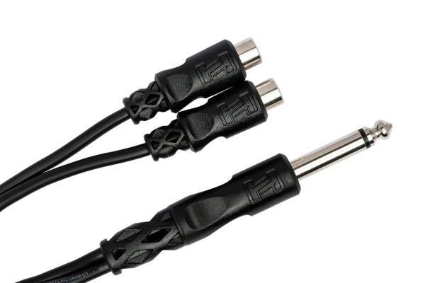 Hosa YPR-103 Y Cable - 1/4 inch TS Male to Dual RCA Female