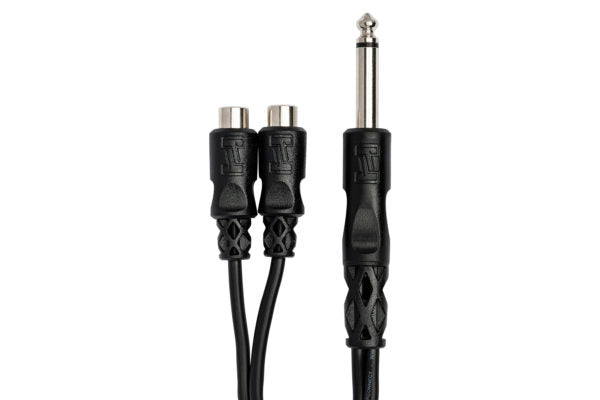 Hosa YPR-103 Y Cable - 1/4 inch TS Male to Dual RCA Female