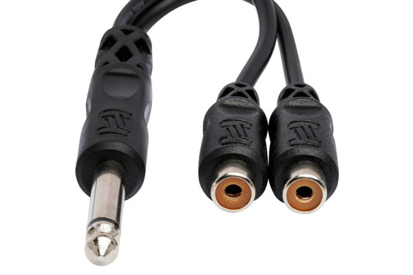 Hosa YPR-103 Y Cable - 1/4 inch TS Male to Dual RCA Female