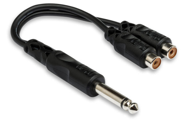 Hosa YPR-103 Y Cable - 1/4 inch TS Male to Dual RCA Female