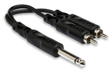 Load image into Gallery viewer, Hosa YPR-124 Y Cable - 1/4 inch TS Male to Dual RCA Male