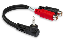 Hosa YRA-167 Stereo Breakout Cable - 3.5mm TRS Male Right-angle to Left and Right RCA Female