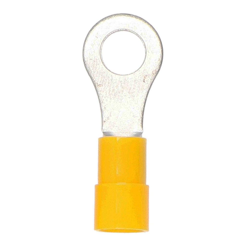 Install Bay YVRT14 Yellow Vinyl Ring Terminal 12-10 Gauge 1/4 in Package of 100