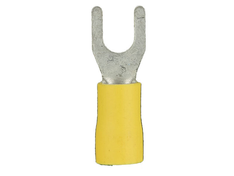 Install Bay YVST6 Yellow Vinyl Spade Terminal Connector 12-10 Gauge #6 Package of 100