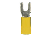 Load image into Gallery viewer, Install Bay YVST8 Yellow Vinyl Spade Electrical Terminals 12-10 Gauge #8 Package of 100