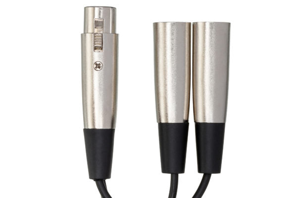 Hosa YXM-121 Y Cable XLR Female to Dual XLR Male 6 inch