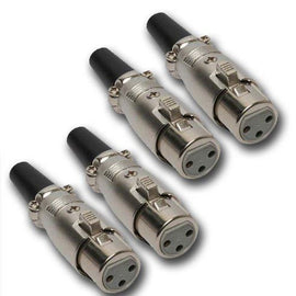 MR DJ XLRFH4 4 3-Pin XLR Female Connector Heads for Audio Microphone & DMX Cable Applications