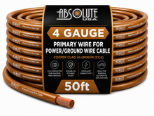 Charger l'image dans la galerie, Absolute PROP4G50GL Pro Clear Gold 50 Feet 4 Gauge Ultra Flexible Power/Ground Battery Amp 12V Cable Wire