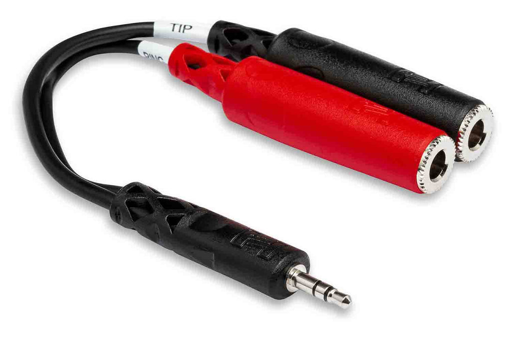 Hosa YMP-137 Stereo Breakout Cable, 3.5 mm TRS to Dual 1/4 in TSF