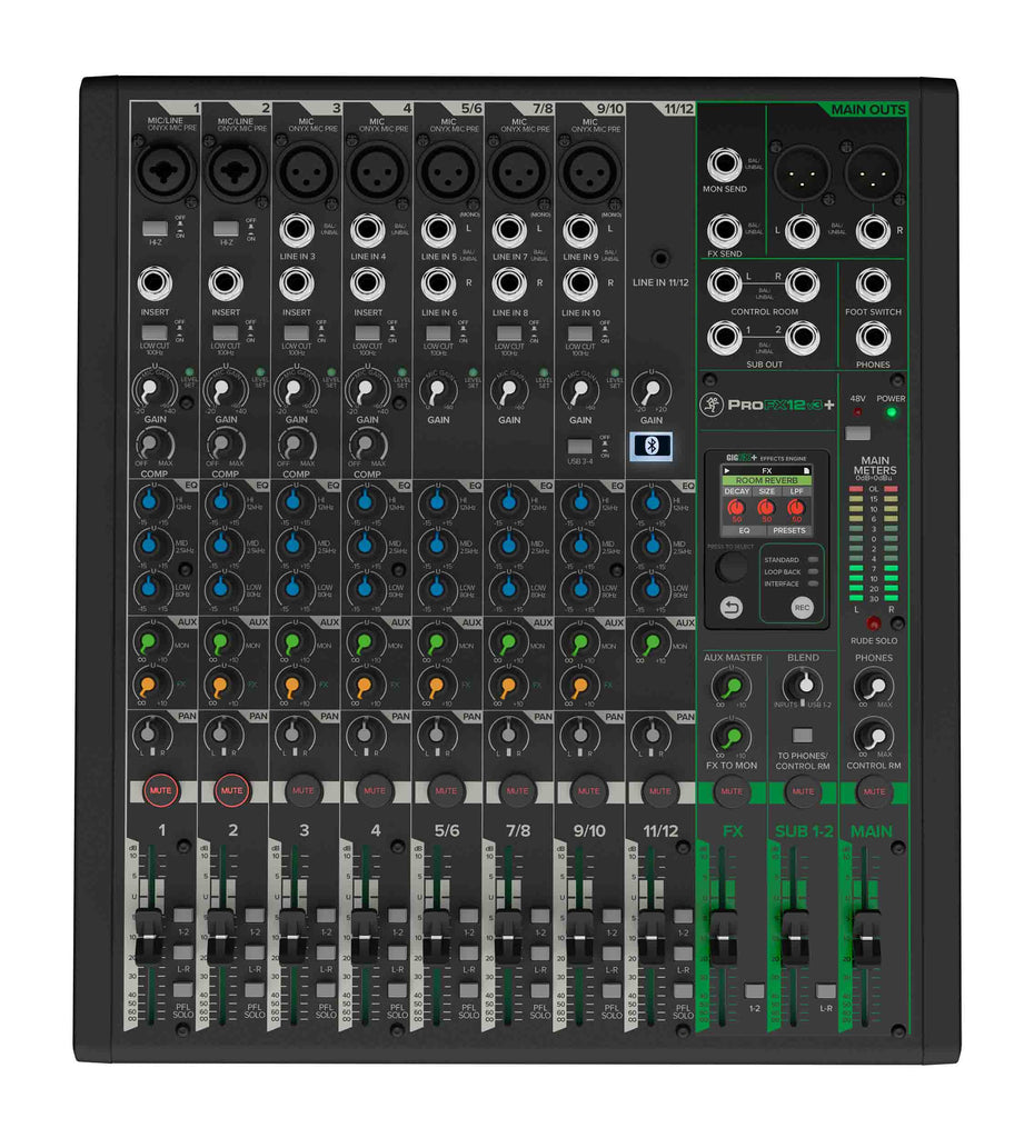 Mackie ProFX12v3+, 12-Channel Analog Mixer with Enhanced FX, USB Recording Modes and Bluetooth