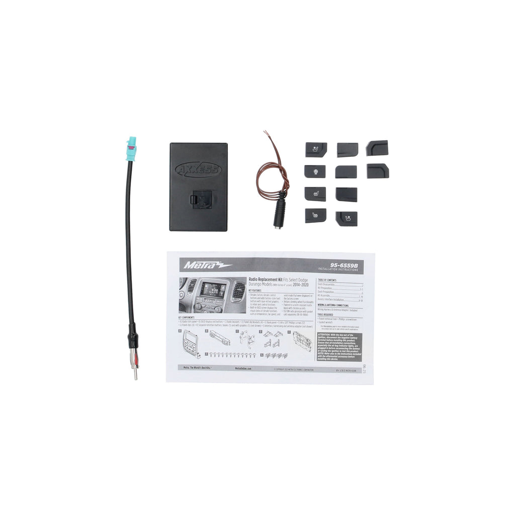 Metra 95-6559B Double DIN Stereo Dash Kit and Harness - Compatible Fits for DODGE DURANGO 2014-2020