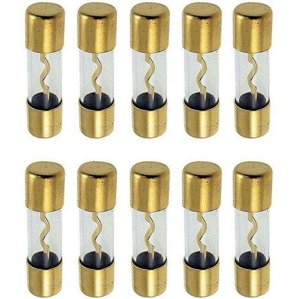 Absolute AGU100 100 AMP AGU GOLD PLATED FUSES ROUND GLASS FUSE, 10 PCS