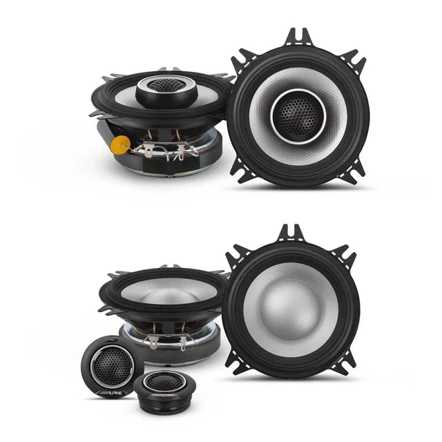 Alpine S2-S40C 4" Component & S2-S40 4" Coaxial Speaker Set + Accessory Bundle