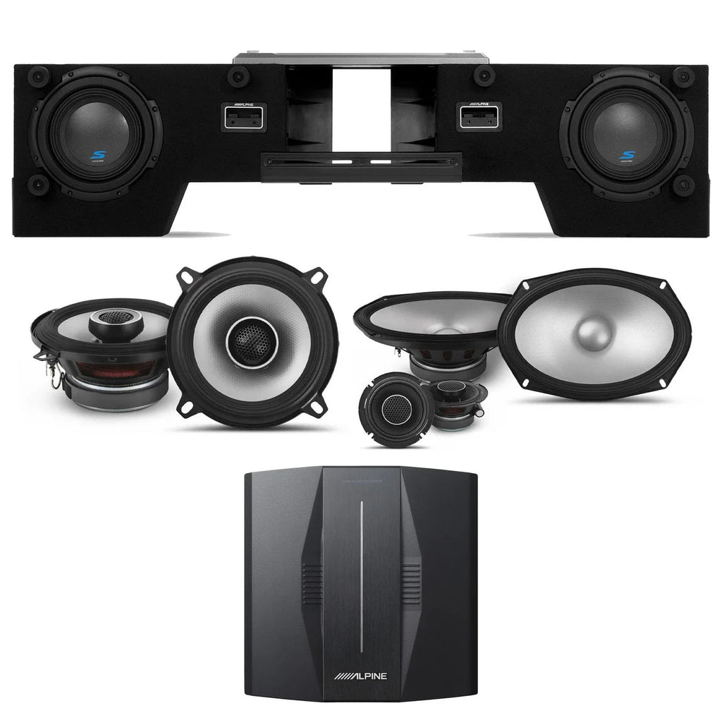 Alpine PXE-C80-88+S2-S69C+S-DB8V-TRK+S2-S50 OPTIM8 8-Channel Hi-Res Digital Sound Processor Amplifier w/ Dual 8” Preloaded Truck Sub Enclosure & 6x9" & 5.25" Comp / Coaxial Bundle