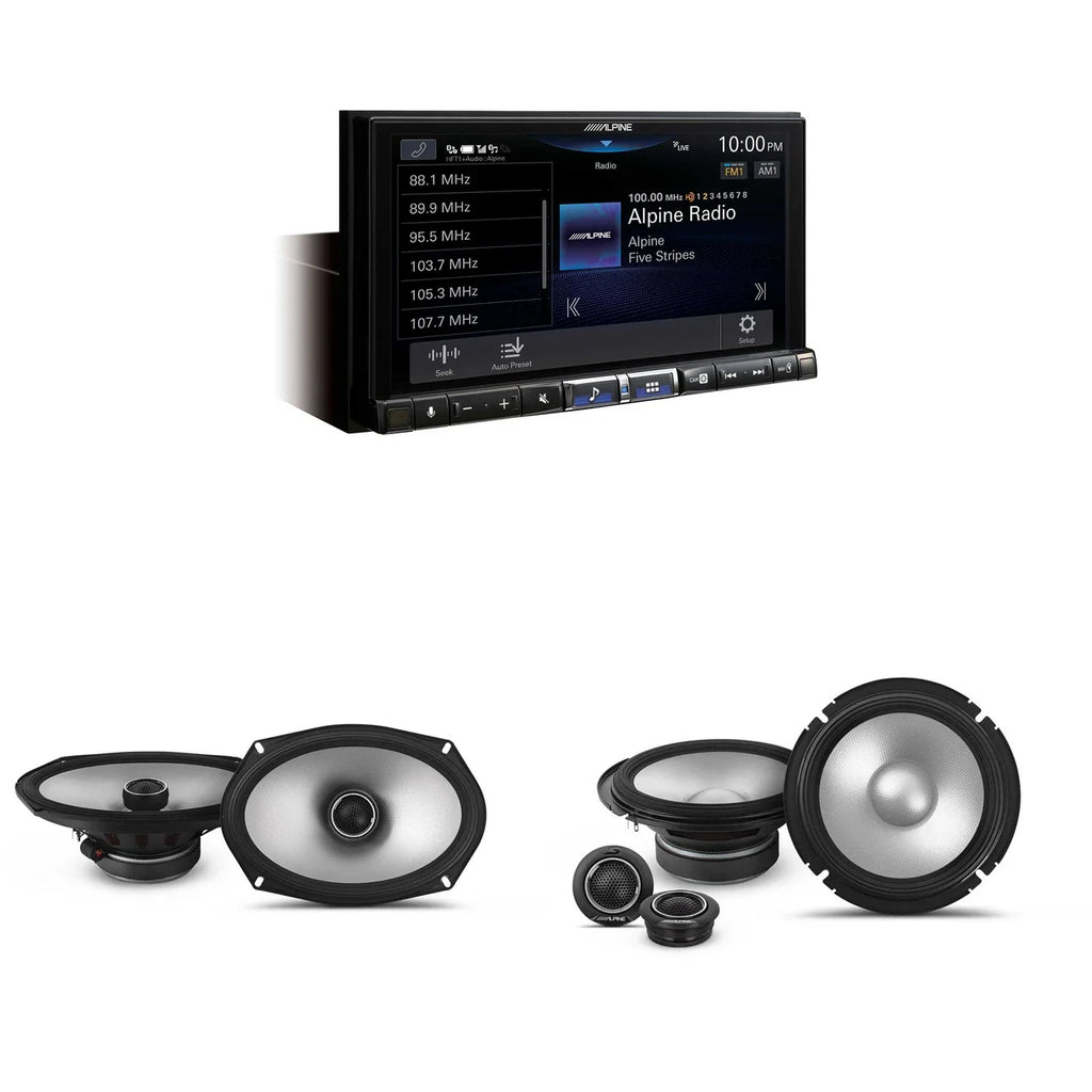 Alpine iLX-507 7" CarPlay & Android Auto + S2-S65C 6.5" Component + S2-S69 6x9 Speakers + Accessory Bundle