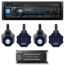 Charger l'image dans la galerie, Alpine SPV-65RGB-CAN+KTA-30FW+UTE-73BT 6.5” Cage-Mounted Universal Weather-Resistant Coaxial RGB LED Speaker Pods with Amp &amp; Source