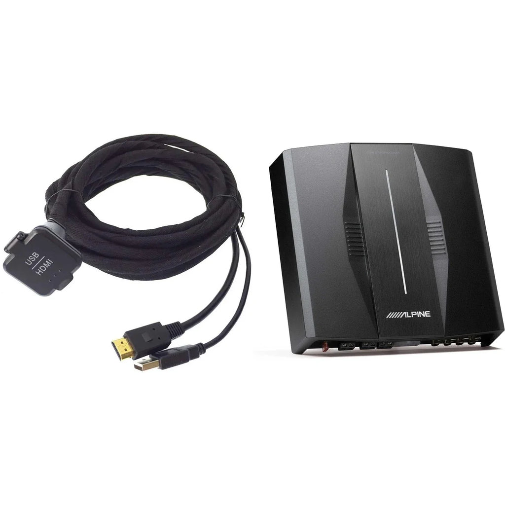 Alpine KCU-315UH 15' USB / HDMI Cable + PXE-C80-88 OPTIM8 8-Ch DSP Amp + Accessory Bundle