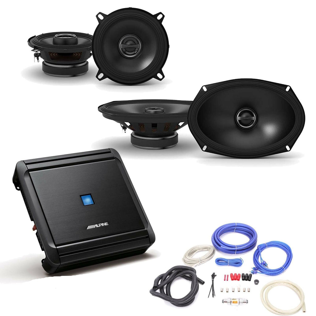 Alpine S2-A36F 4 Ch Amp + S-S69 6X9" S-S50 5.25" Coax Speakers and Wiring Kit