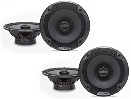 2 Pair Alpine SPE-6000 Car Speaker<BR/>480W Max, 120W RMS 6.5" 2-Way Type-E Coaxial Speakers w/ Silk Tweeters