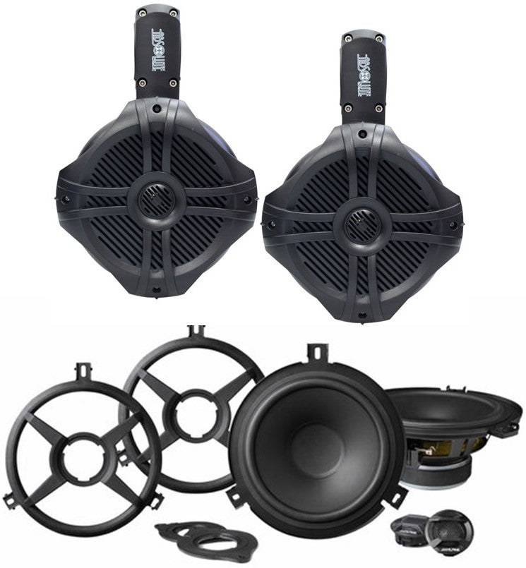 ALPINE SPV-65X-WRA 6.5" Coaxial + MPS65B Rollbar Speakers for 2007-2018 Jeep Wrangler JK