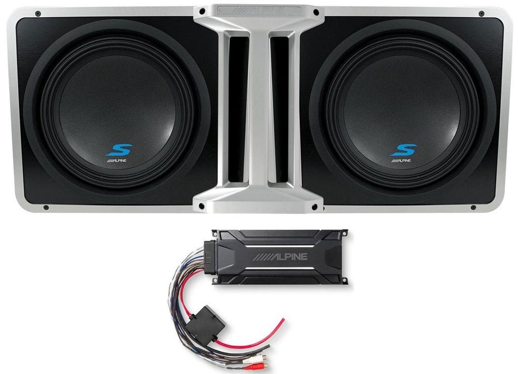 2 Alpine S-SB10V Loaded 10" 600w S-W10D4 Subwoofers+KTA-30MW Weather-resistant Amplifier +Ported Sub Enclosure Box