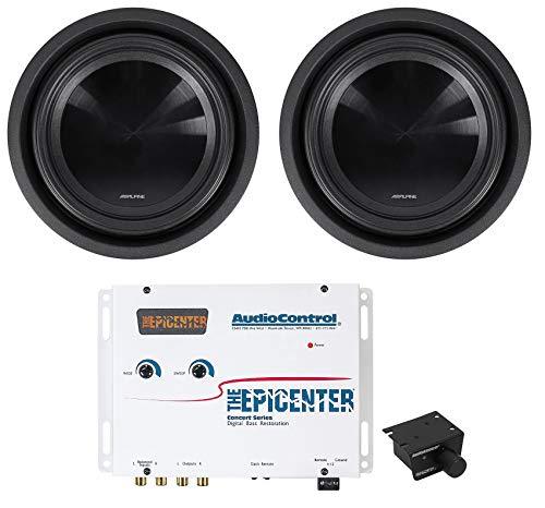 2 Alpine SWT-10S4 10" 1000W Car Subwoofers + AudioControl THE EPICENTER White Bass Processor