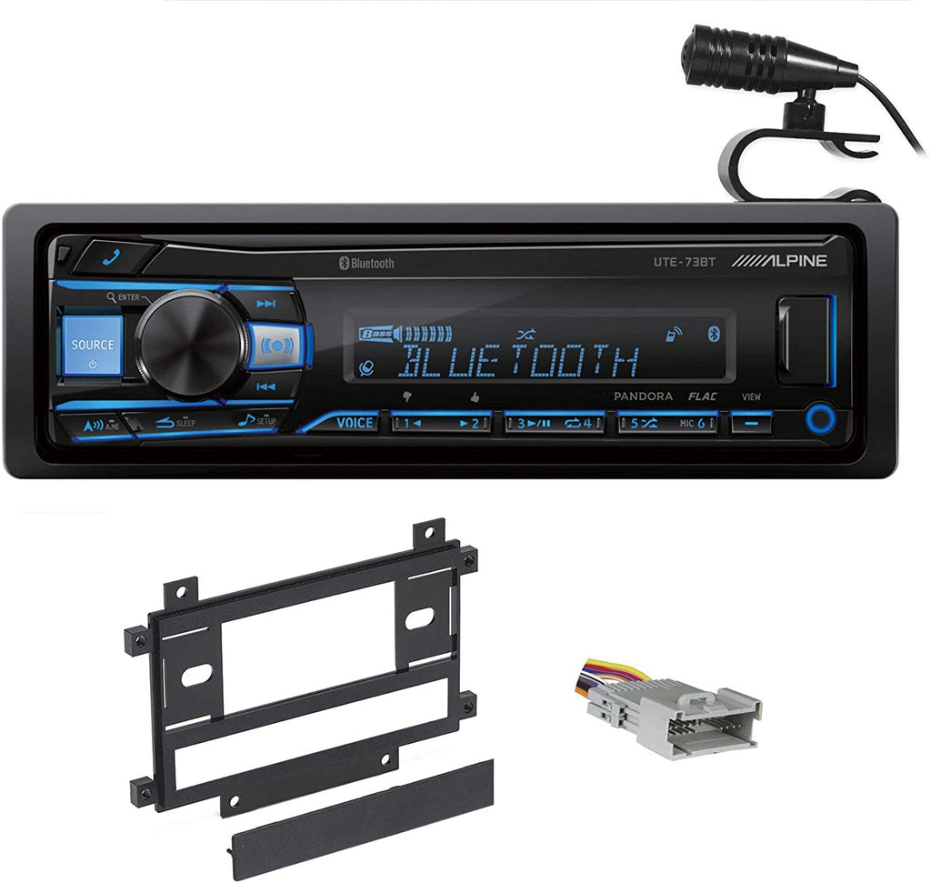 Alpine UTE-73BT In-Dash Digital Media Receiver with Bluetooth and Pandora Control with Metra 99-3410 & Metra 70-2003