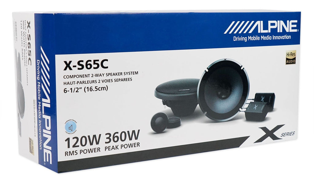 Alpine X-S65C 720W Max (240W RMS) 6.5" X-Series 2-Way Component Car Speakers