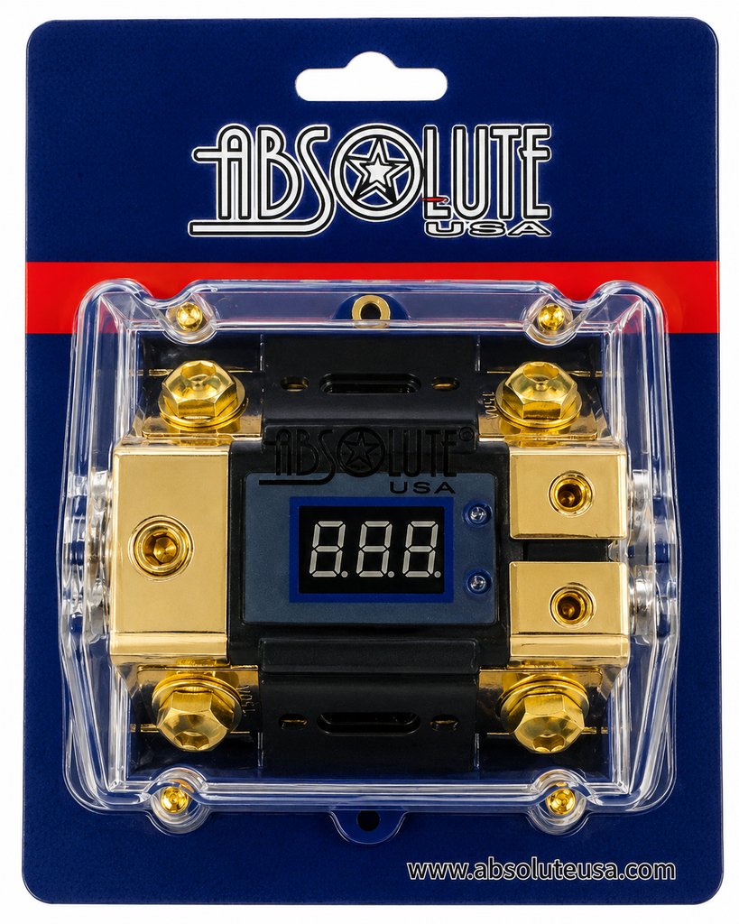 Absolute AND-600 Digital ANL Fuse Holder LED Voltmeter Display 0/4 Gauge Power Distribution Block Includes (2) 150A ANL Fuse