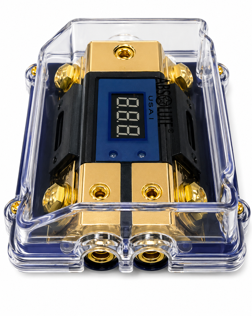 2 Absolute AND-600 Digital ANL Fuse Holder LED Voltmeter Display 0/4 Gauge Power Distribution Block Includes (2) 150A ANL Fuse