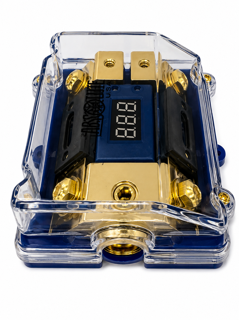 2 Absolute AND-600 Digital ANL Fuse Holder LED Voltmeter Display 0/4 Gauge Power Distribution Block Includes (2) 150A ANL Fuse