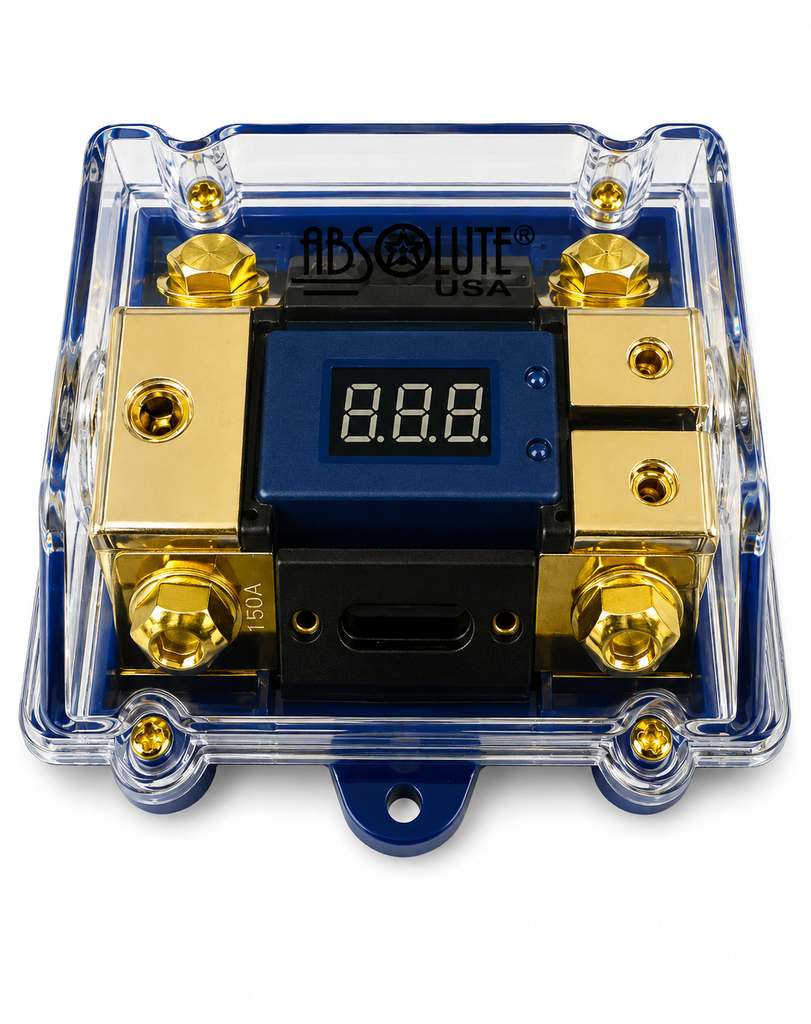 2 Absolute AND-600 Digital ANL Fuse Holder LED Voltmeter Display 0/4 Gauge Power Distribution Block Includes (2) 150A ANL Fuse