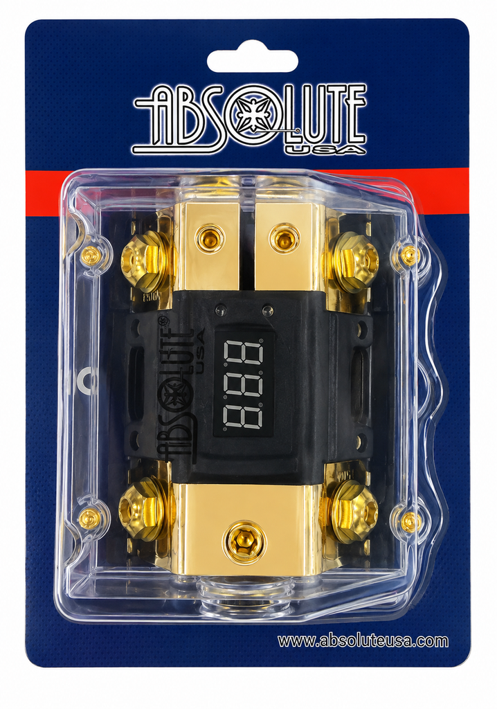 2 Absolute AND-600 Digital ANL Fuse Holder LED Voltmeter Display 0/4 Gauge Power Distribution Block Includes (2) 150A ANL Fuse