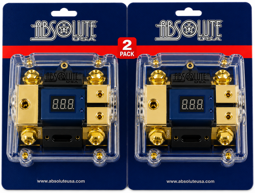 2 Absolute AND-600 Digital ANL Fuse Holder LED Voltmeter Display 0/4 Gauge Power Distribution Block Includes (2) 150A ANL Fuse