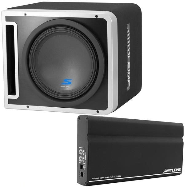 Alpine S-SB12V KTA-200M 12" Vented Loaded Halo Enclosure with Alpine KTA-200M PowerStack Amplifier