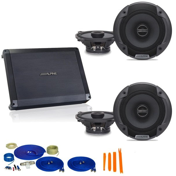 Alpine Bundle 2-Pair SPE-5000 5.25" Coax speakers with BBX-F1200 280W 4-Ch Amp and Wiring