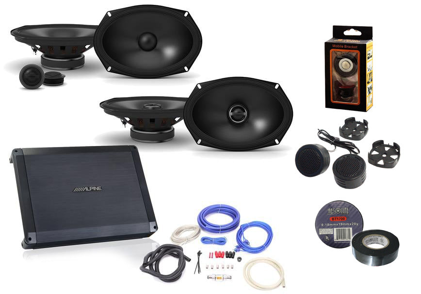 Alpine BBX-F1200 Amp & S2-S69C 6X9 Component & S2-S69 6X9" Speakers & Wiring Kit