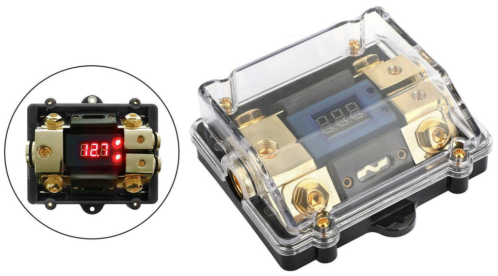 American Terminal AT-ANLD2 Car 2-Way ANL Digital Voltage Display Distribution Block Fuse holder 1/0 GA in - 4 GA Out