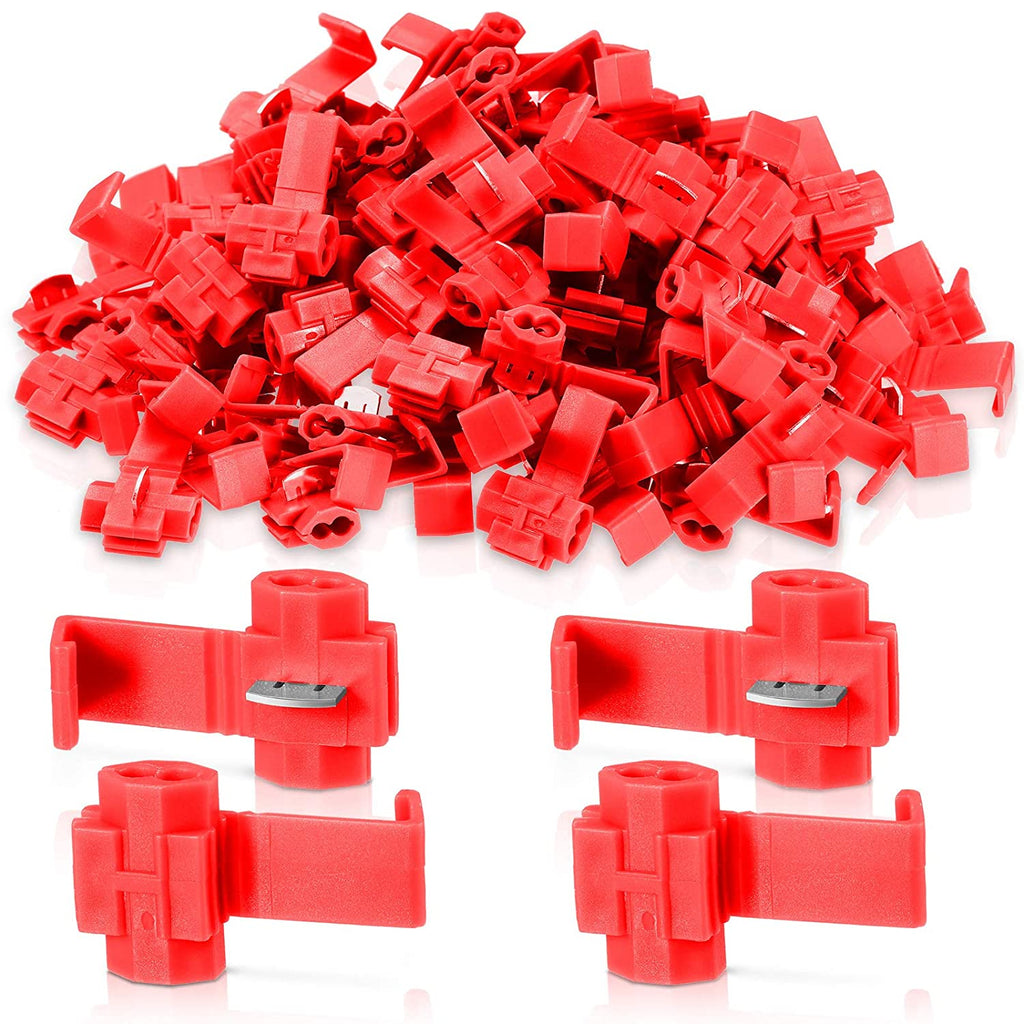 MR DJ 100pcs Lock Quick Splice Wire Terminals Snap Lock Red 18-22 AWG