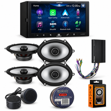 Load image into Gallery viewer, Alpine iLX-W670 Receiver + 2 Pairs 6x8 Coax Speakers+ KTA-450 Power Pack + Accessory Bundle