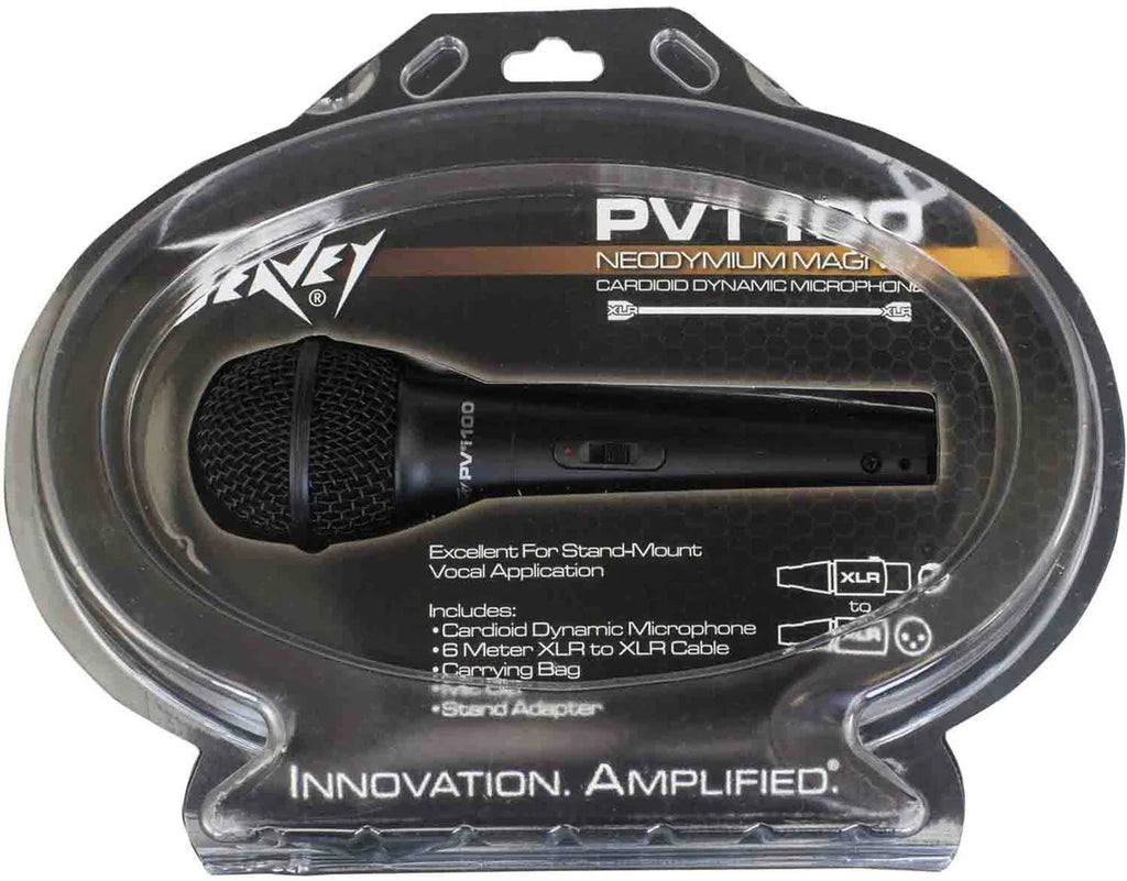 2 Peavey PVI100XLR Wired Dynamic Cardioid Microphone+Mic Clip+Cable+Mic Stand