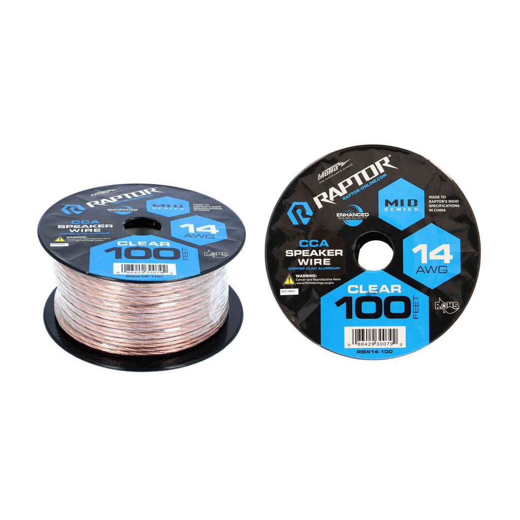 Raptor RSW14-100 Speaker Wire 14GA CLEAR CCA 100FT - Vice Series