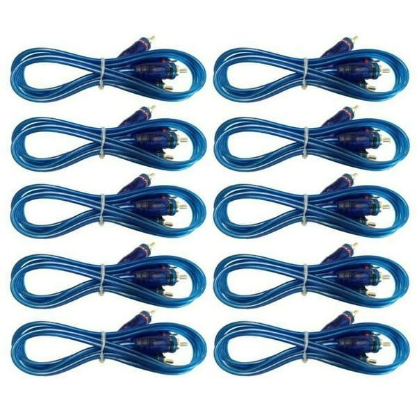 Absolute 10 Pack 15 Feet 2 CH RCA Interconnect Cable Wire for Marine, Car Amplifier Stereo or Home Audio