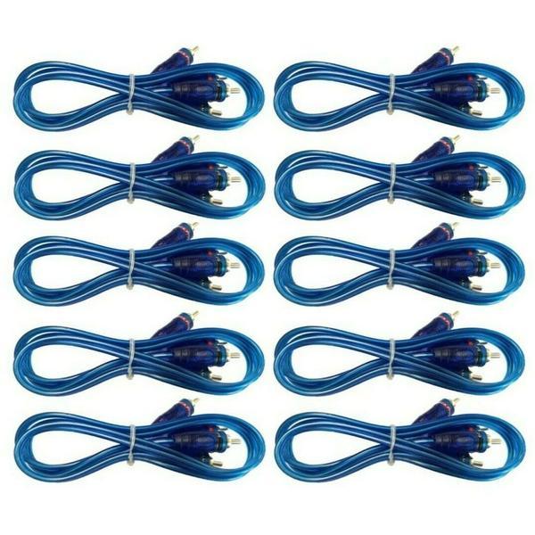 Absolute 10 Pack 17 Feet 2 CH RCA Interconnect Cable Wire for Marine, Car Amplifier Stereo or Home Audio