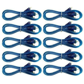Absolute 10 Pack 15' 2 CH RCA Interconnect Cable Wire for Marine, Car Amplifier Stereo or Home Audio