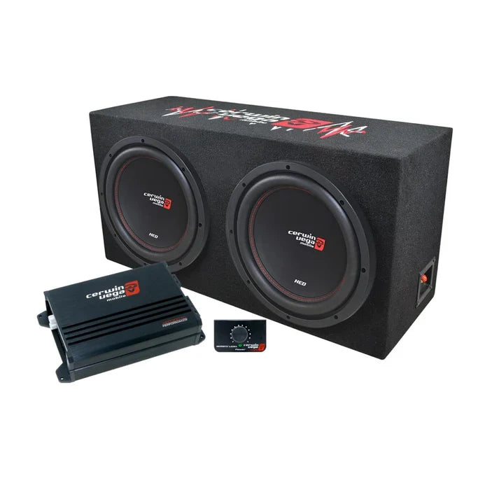 Cerwin Vega BKX212S XED Series Dual 12" Sealed Enclosure & Amplifier Bass Package