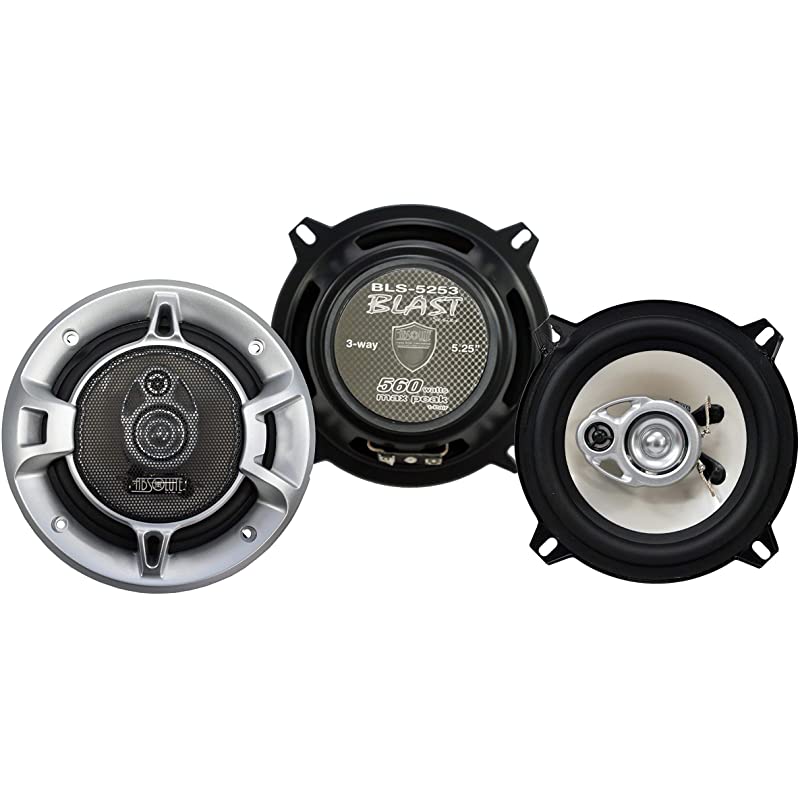 4 Pair Absolute BLS-5253 Blast Series 5.25 Inches 3 Way Car/Marine/ATV/UTV Speakers 560 Watts