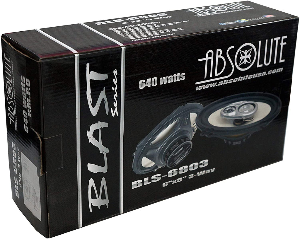 Absolute BLS6803 Blast Series 640W 6x8" 5x7" 3 Way Car/Marine/ATV/UTV Speakers