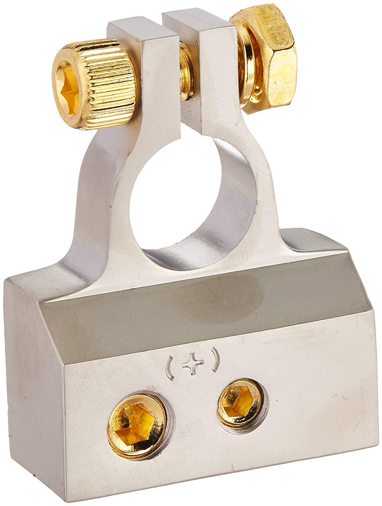 4 American Terminal ABTC300PN 0/2/4/6/8 AWG Single Positive & Negative Power Battery Terminal Connectors Chrome